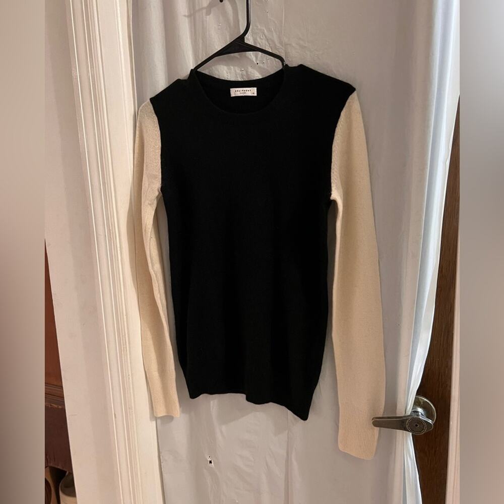 Equipment femme black ivory color block 100% cashmere sweater size Xs